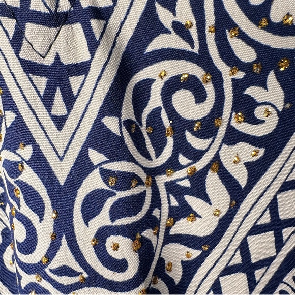 Vintage Sante Classics Mumu Kaftan Maxi Dress One Size Blue Abstract Print - Picture 9 of 12